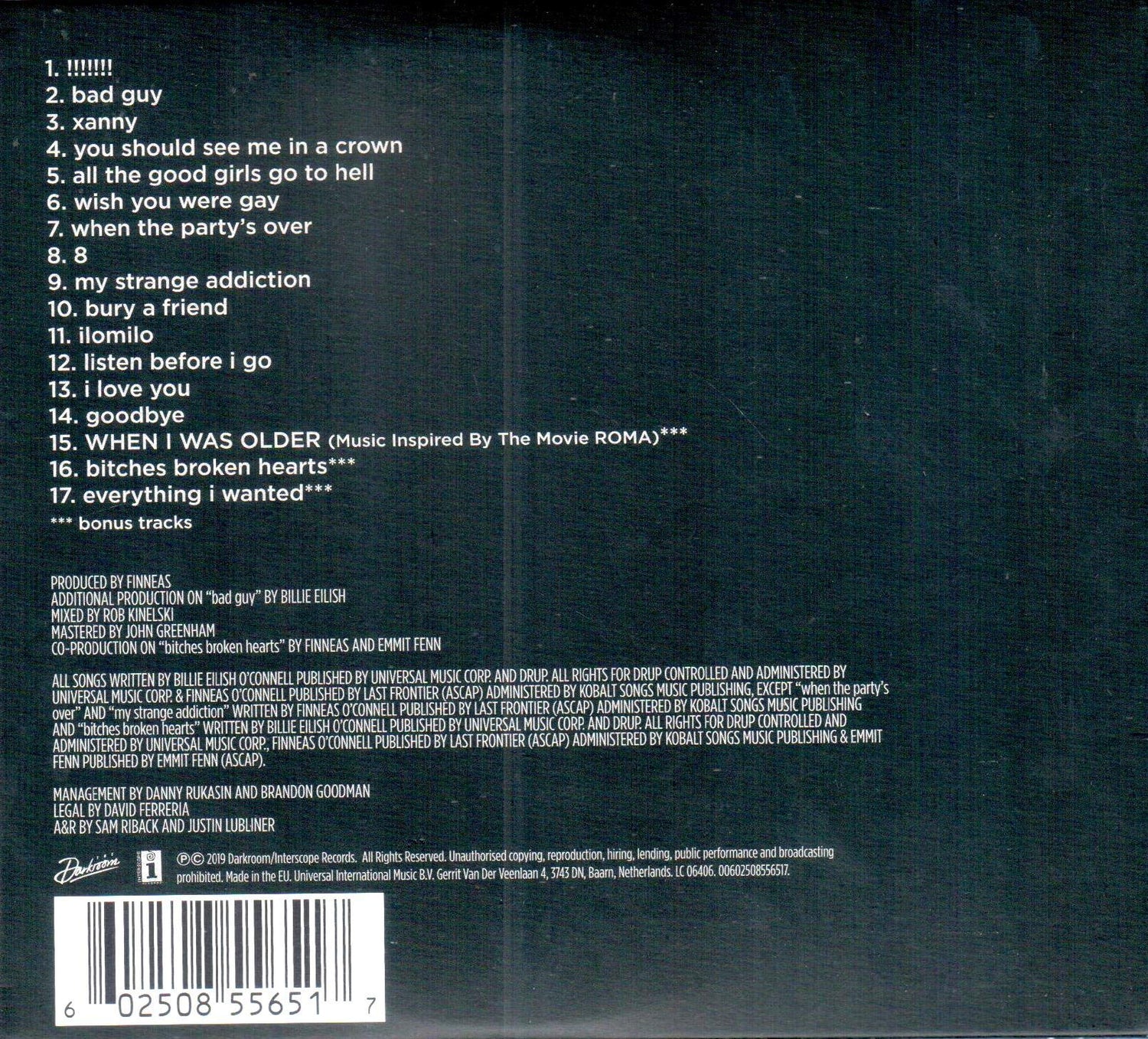 Billie Eilish / When We All Fall Asleep, Where Do We Go? (International Repack) - CD