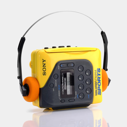 SONY SPORTS WALKMAN WM-F2078 YELLOW AM/FM PORTABLE CASSETTE PLAYER