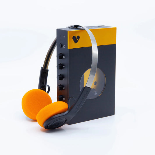We Are Rewind Bundle - Portable Cassette Player + Bluetooth Headphones - Black & Orange 2024 model